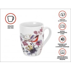 Кружка керамическая, 360 мл., FLOWER BIRD-1, PERFECTO LINEA